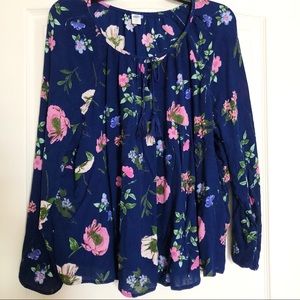 Old Navy blue floral blouse shirt XXL